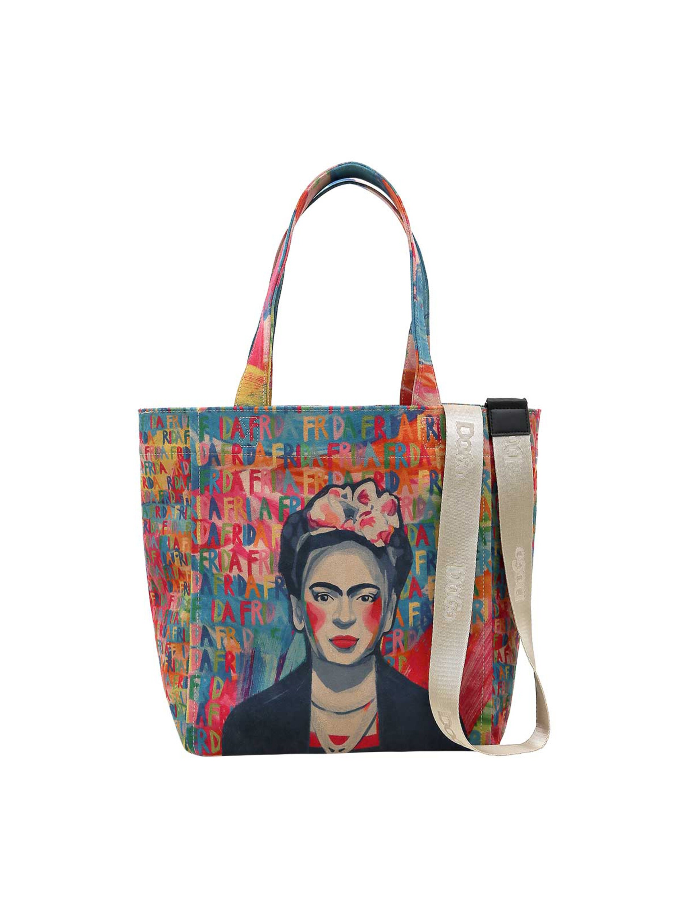 DOGO Shopper 'DOGO Umhängetasche Tag Bag - Frida Kahlo in Letters'‌‌‌‌‌‌ in Mischfarben: Vorderseite