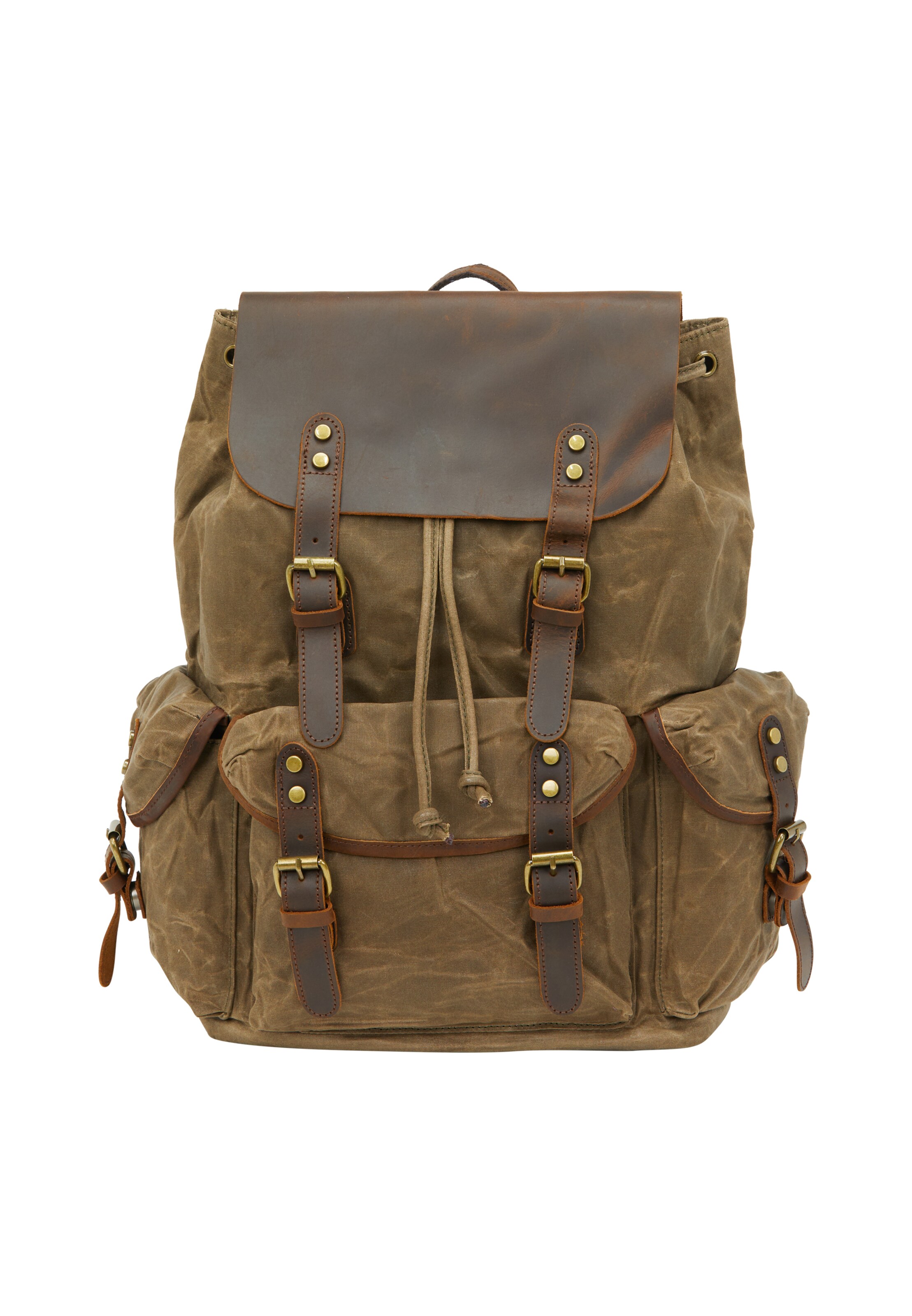 zaļš DreiMaster Vintage Mugursoma: no priekšpuses