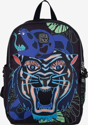 Pick & Pack Backpack 'Dangerous Cat' in Black: front