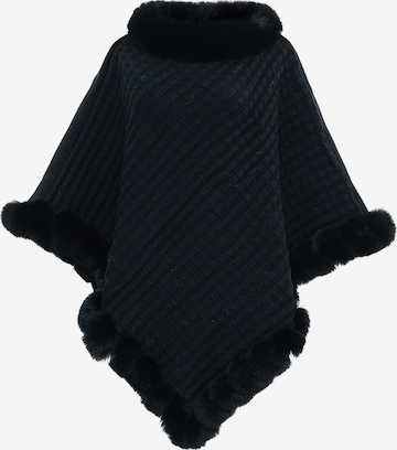 Magicshe Cape 'Winter Poncho Strick mit Kunstfell' in Black: front