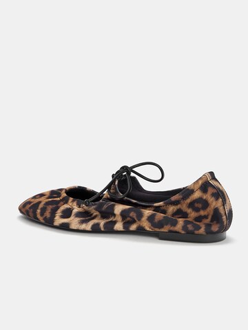 Pull&Bear Ballet Flats with Strap in Brown