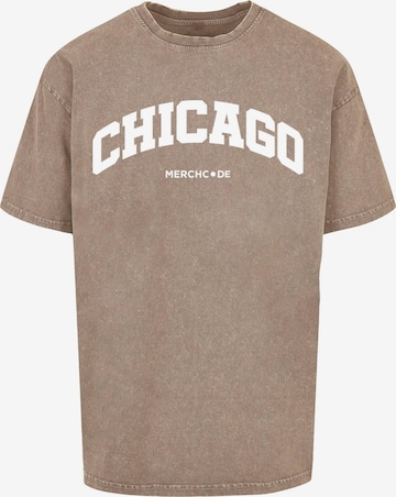 Merchcode T-Shirt 'Chicago Wording' in Braun: predná strana