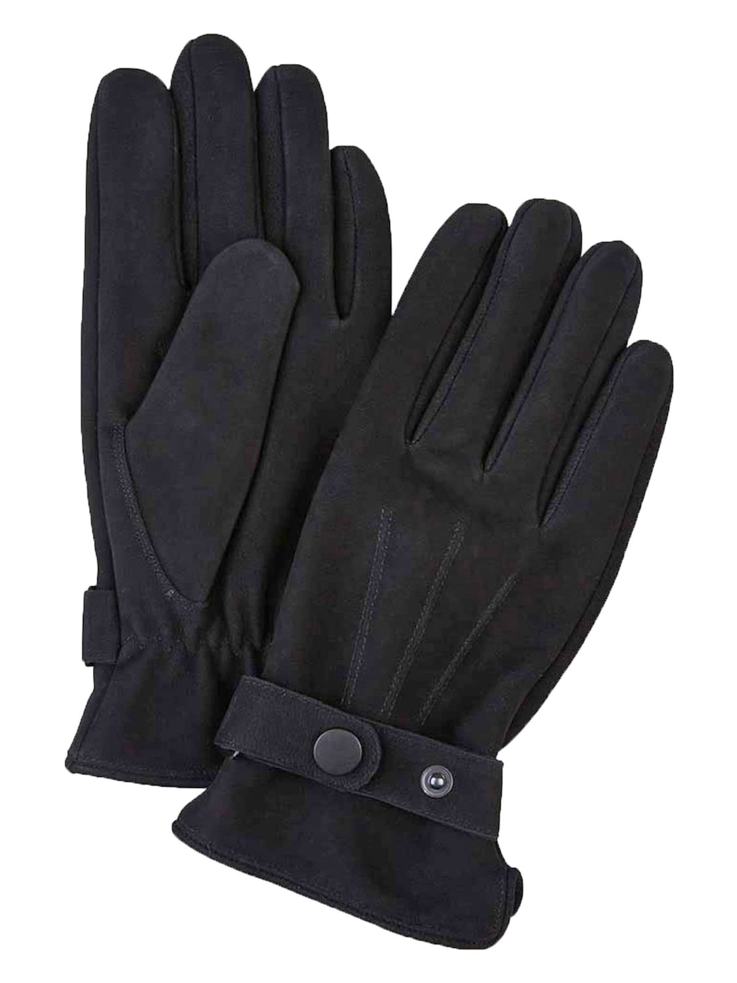Profuomo Vingerhandschoenen in Zwart: voorkant
