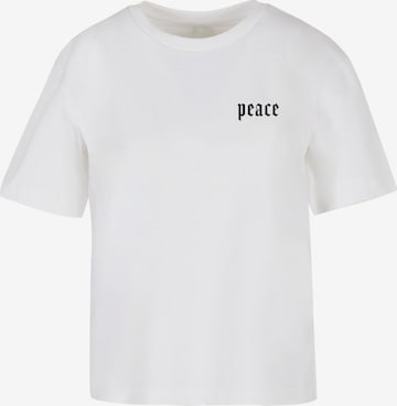 Miss Tee Shirt 'Peace Hand' in Wit: voorkant