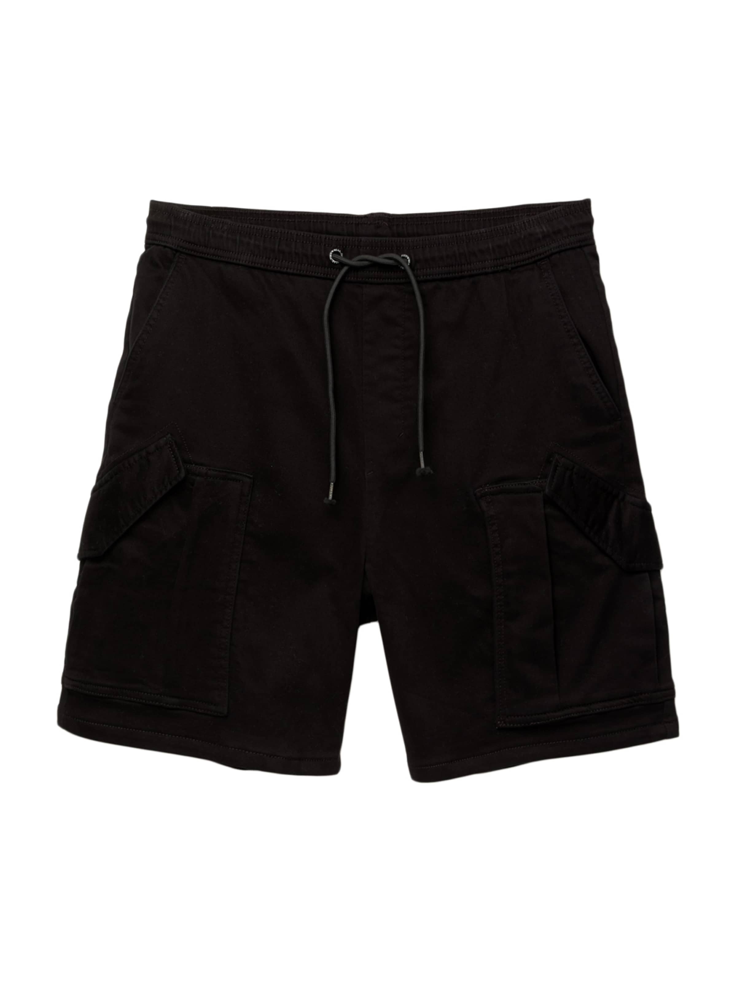 Pull&Bear Loosefit Cargobyxa i svart: framsida