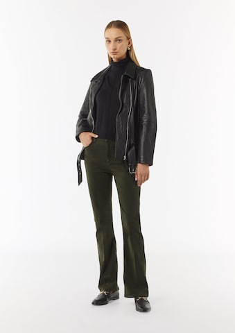 comma casual identity Flared Trousers with creases in Green