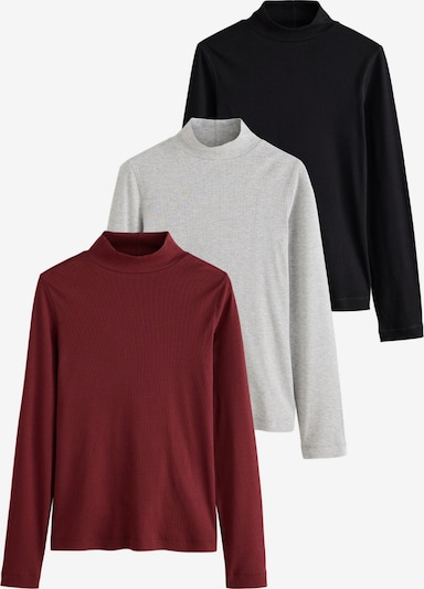 Next Shirt in S-M in hellgrau / weinrot / schwarz, Produktansicht