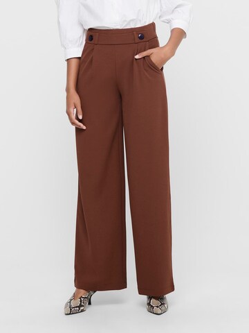 JDY Wide leg Pleat-Front Pants 'JDYGeggo' in Brown: front