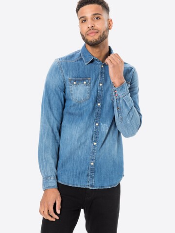 GUESS Regular fit Button Up Shirt 'Connor' in Blue: front