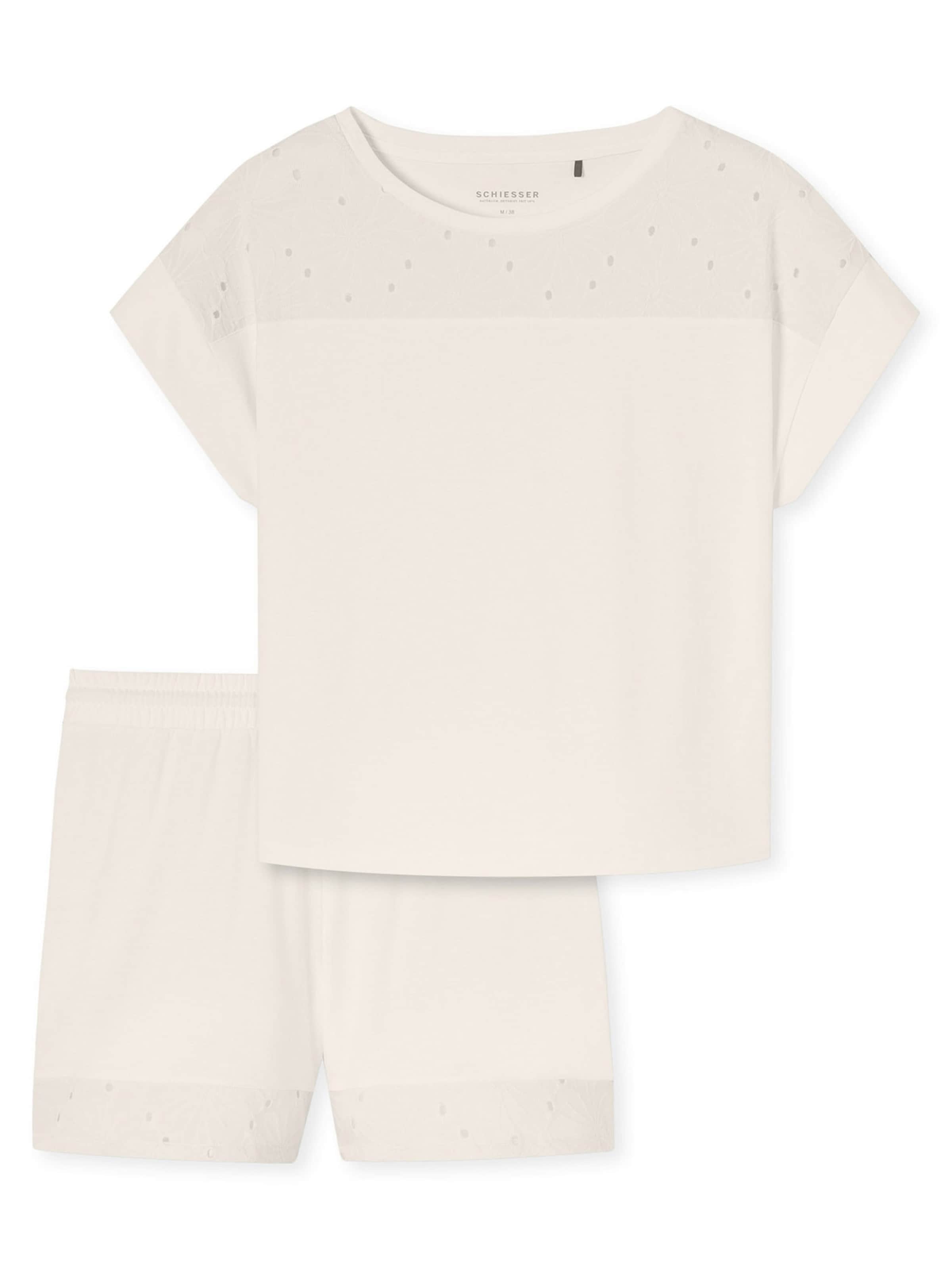 SCHIESSER Korte pyjama ' Casual Nightwear ' in Wit: voorkant