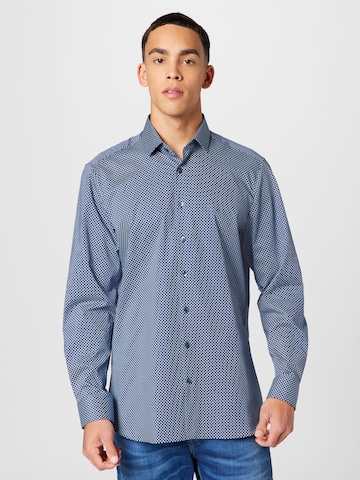 OLYMP Slim fit Button Up Shirt 'Level 5' in Blue: front