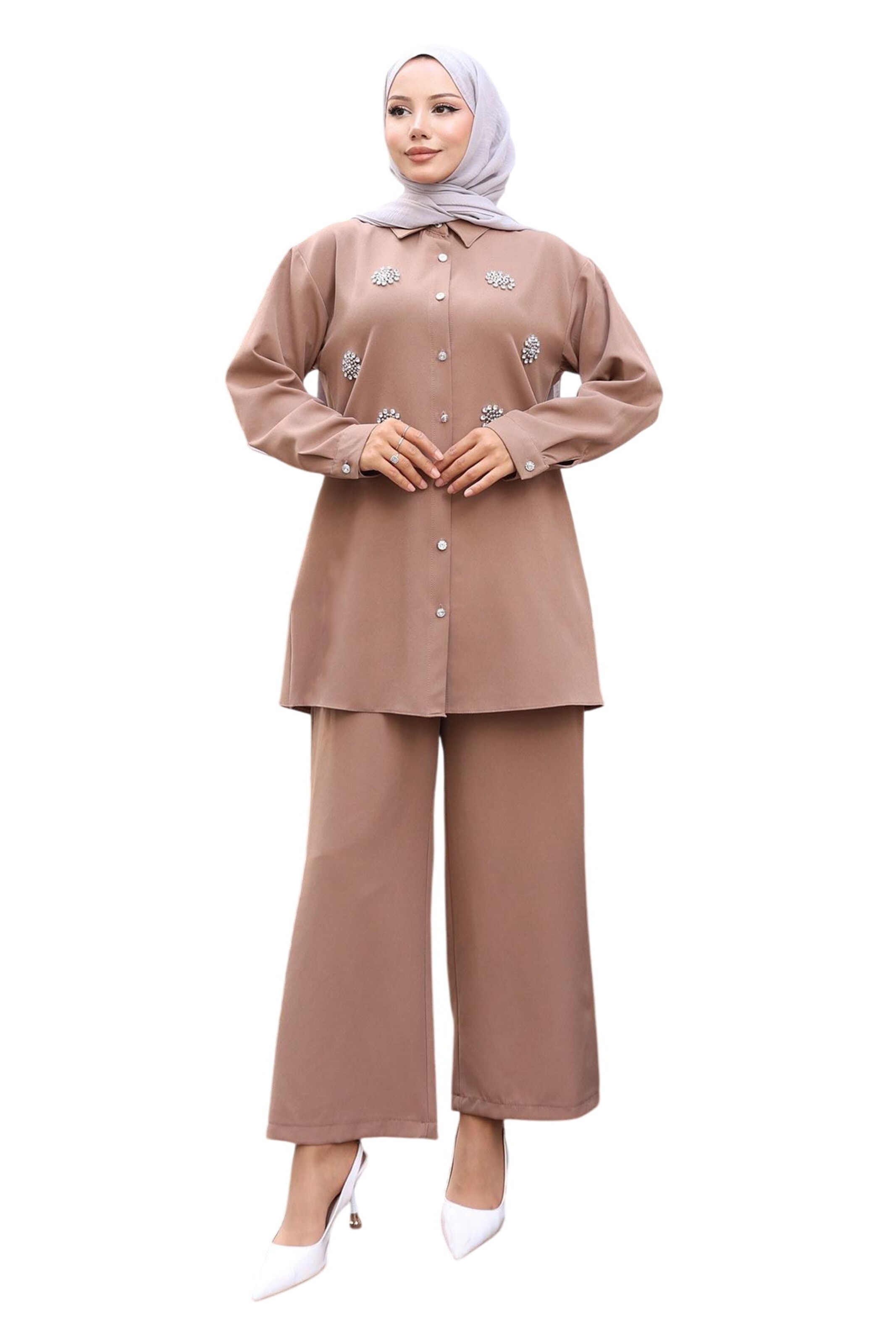 MODAMIHRAM Broekpak in Bruin