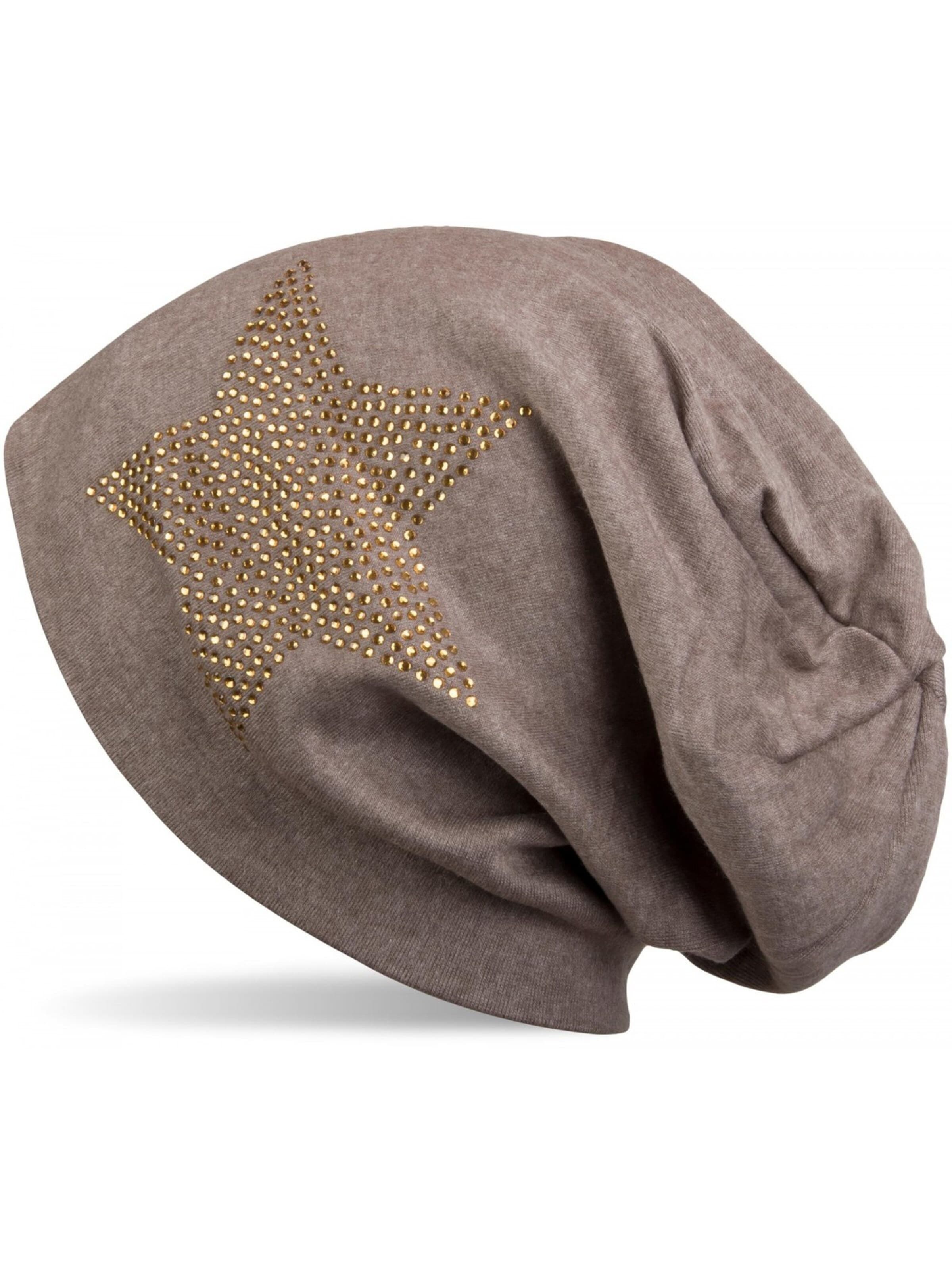 styleBREAKER Mütze 'Warme Beanie Mütze mit Strass Stern'‌‌‌‌‌ in 54-64 in braunmeliert, Produktansicht