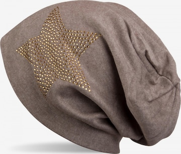 styleBREAKER Mütze 'Warme Beanie Mütze mit Strass Stern' in Braun: Vorderseite