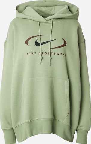 Bluză de molton 'Swoosh' de la Nike Sportswear pe verde: față