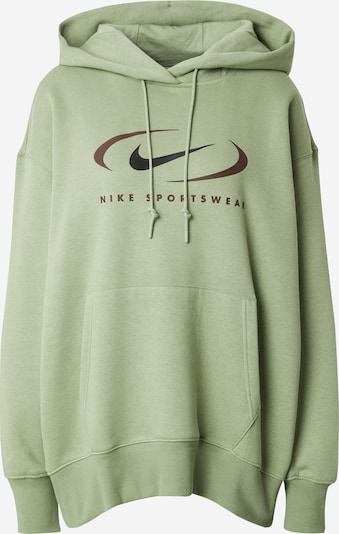 Nike Sportswear Sweatshirt 'Swoosh' i brun / ljusgrön / svart, Produktvy