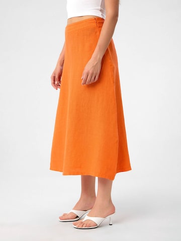 DIMI Skirt 'Damen-Leinen-Midirock' in Orange