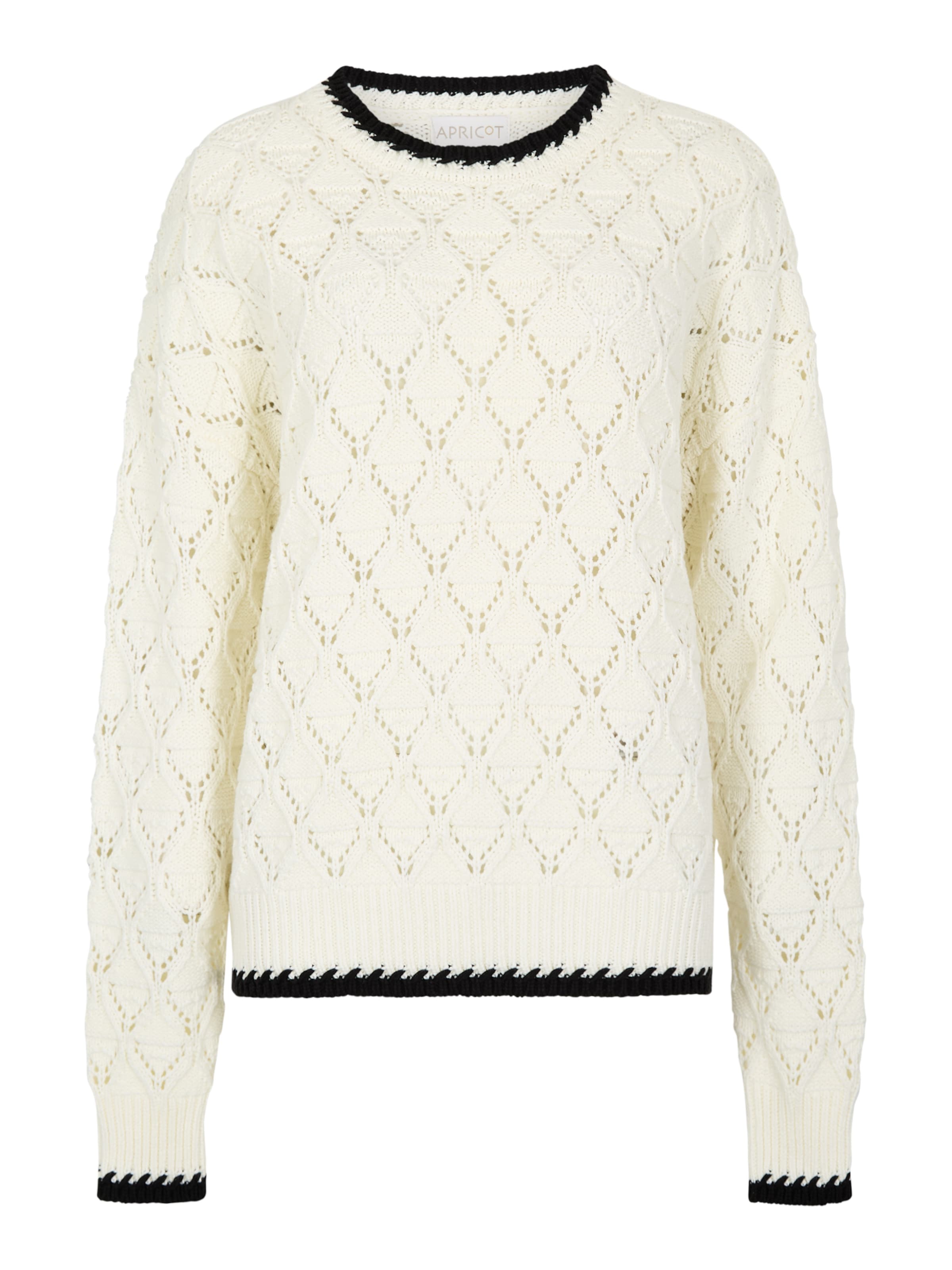 Pull-over 'Pointelle Knit Blanket Stitch Jumper' Apricot en blanc : devant