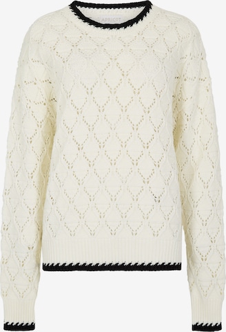 Pull-over 'Pointelle Knit Blanket Stitch Jumper' Apricot en blanc : devant