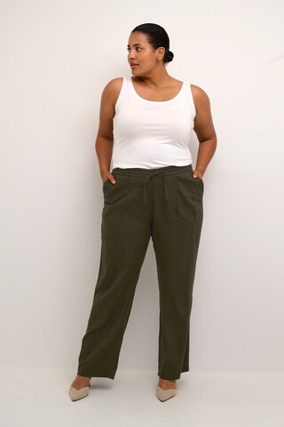 KAFFE CURVE Loose fit Pants 'Mille' in Green