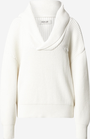 Pulover de la REPLAY pe alb: față