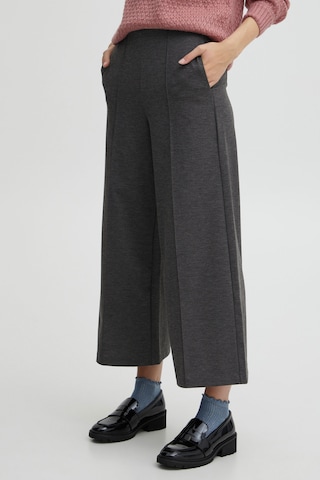 ICHI Wide leg Broek 'KATE' in Grijs: voorkant