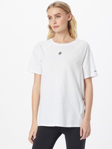 T-shirt fonctionnel 'Run' Superdry en blanc : devant