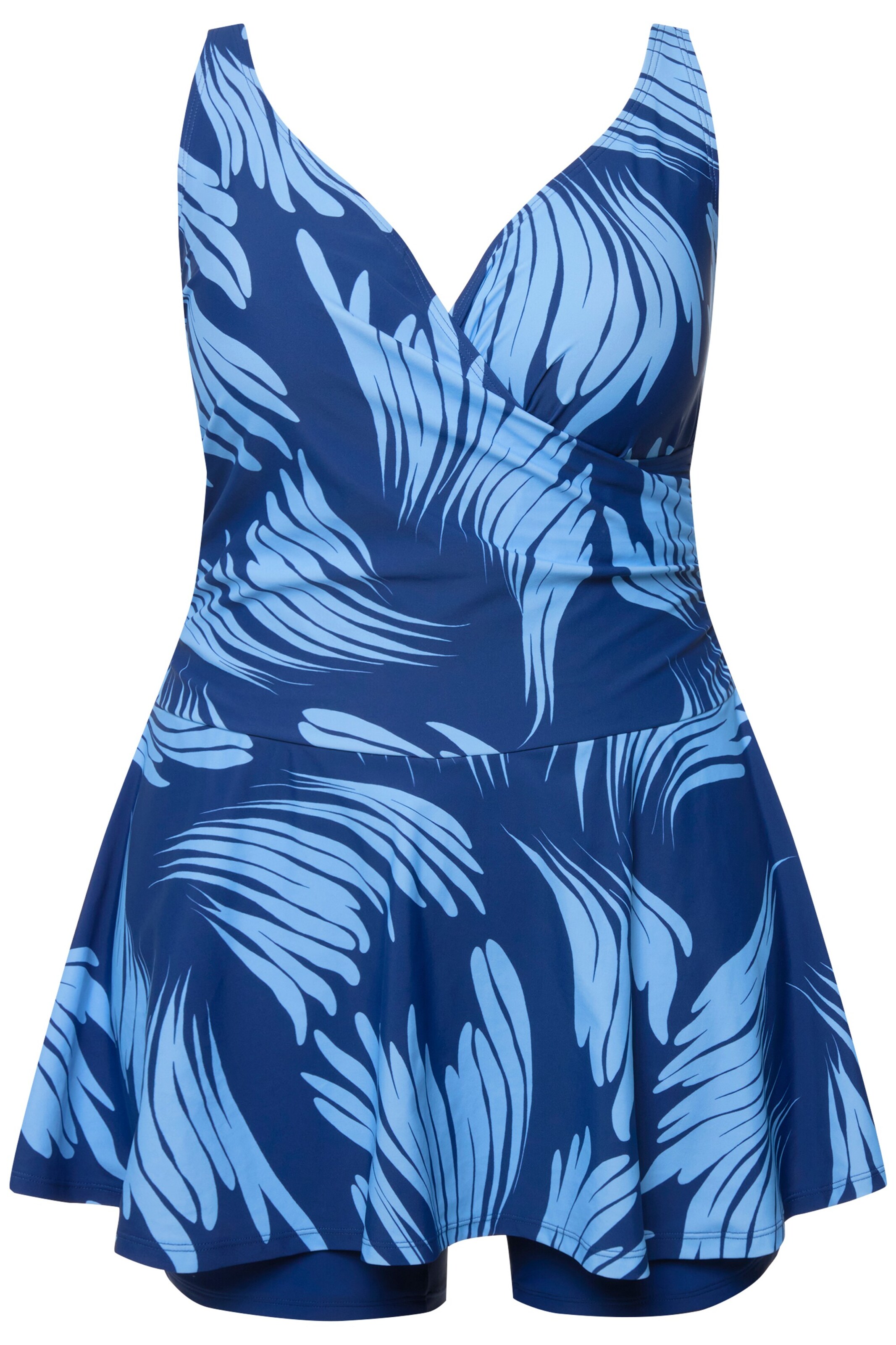 Ulla Popken Triangel Badpakjurk in Blauw: voorkant