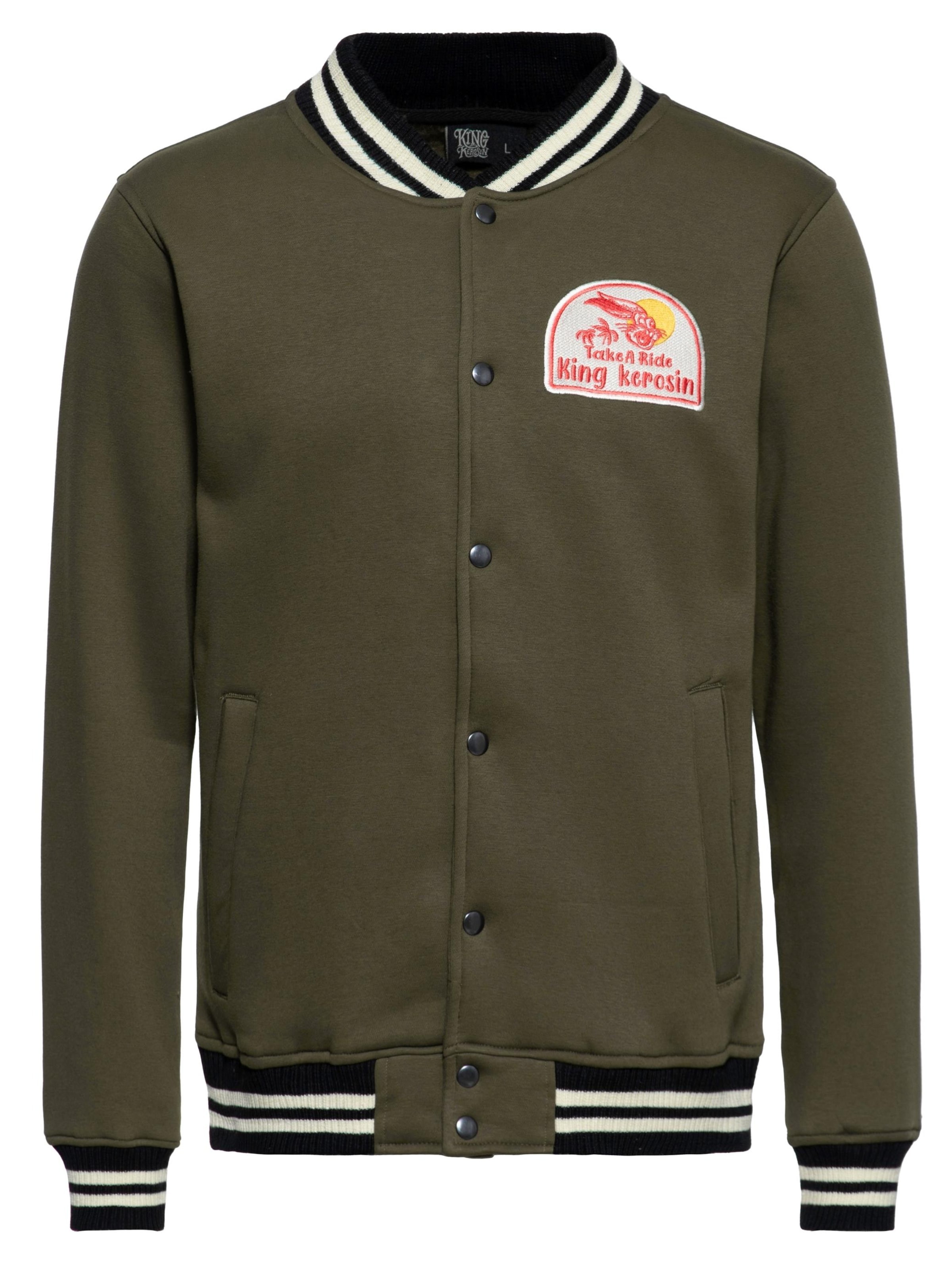 King Kerosin Between-Season Jacket 'It's a Good Day - Take a Ride' in Green: front