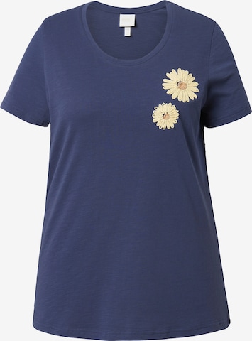 T-shirt Ulla Popken en bleu : devant
