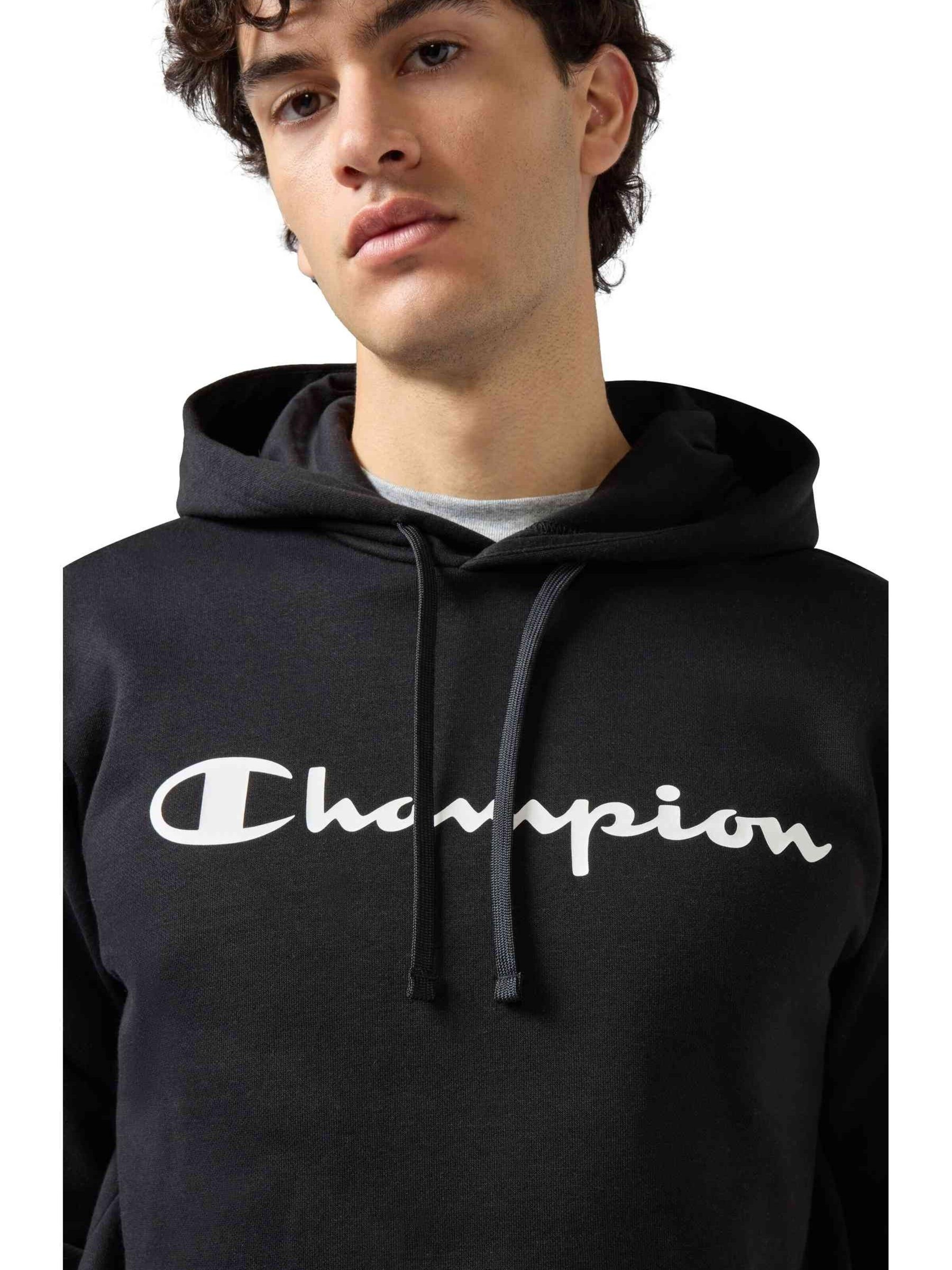 Champion -DO NOT USE- Sweatshirt 'Sudadera champion negra big printed logo hoodie'‌‌‌‌‌ in Schwarz