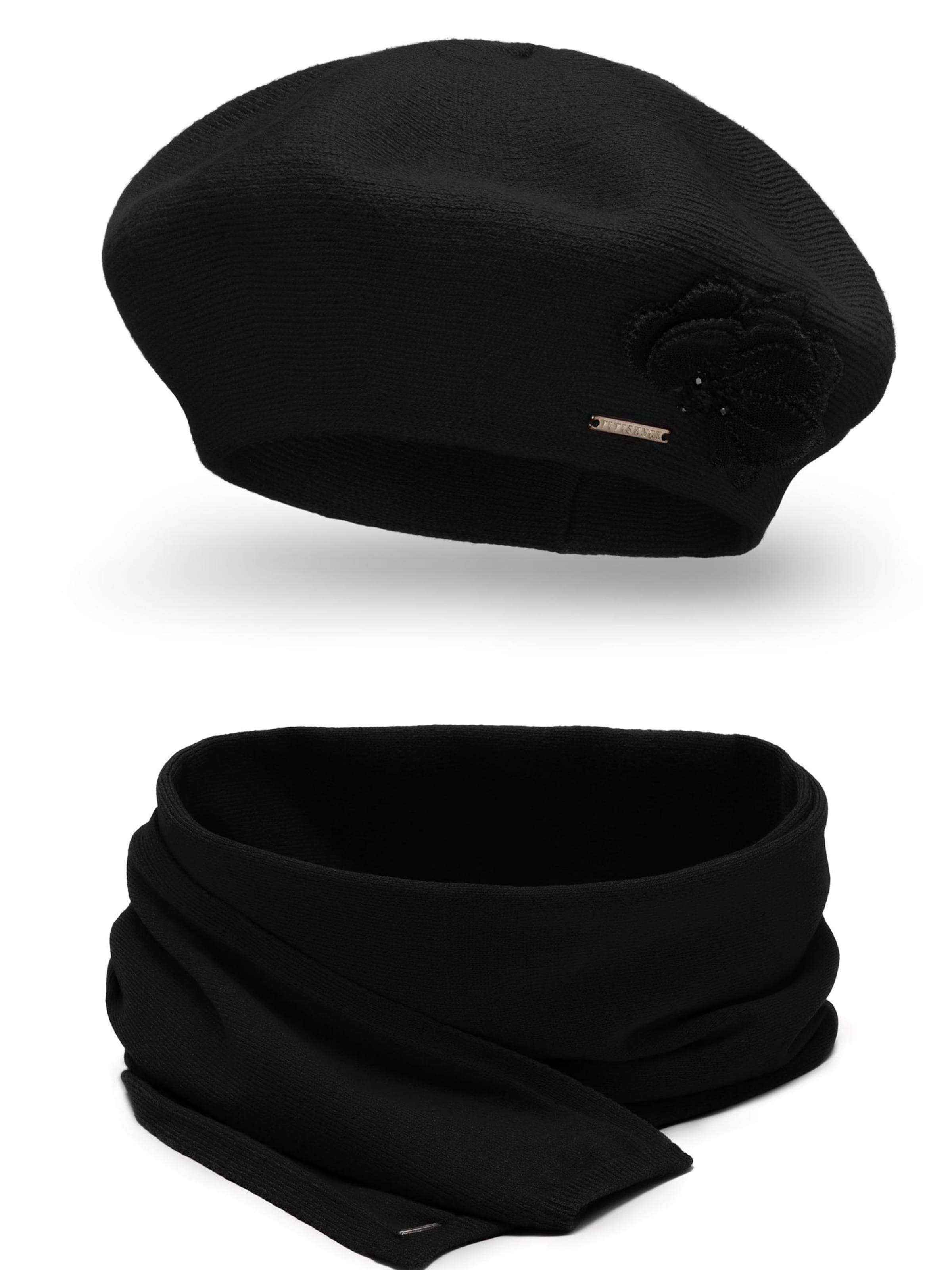 Vivisence Beanie '7036 Set' in Black: front