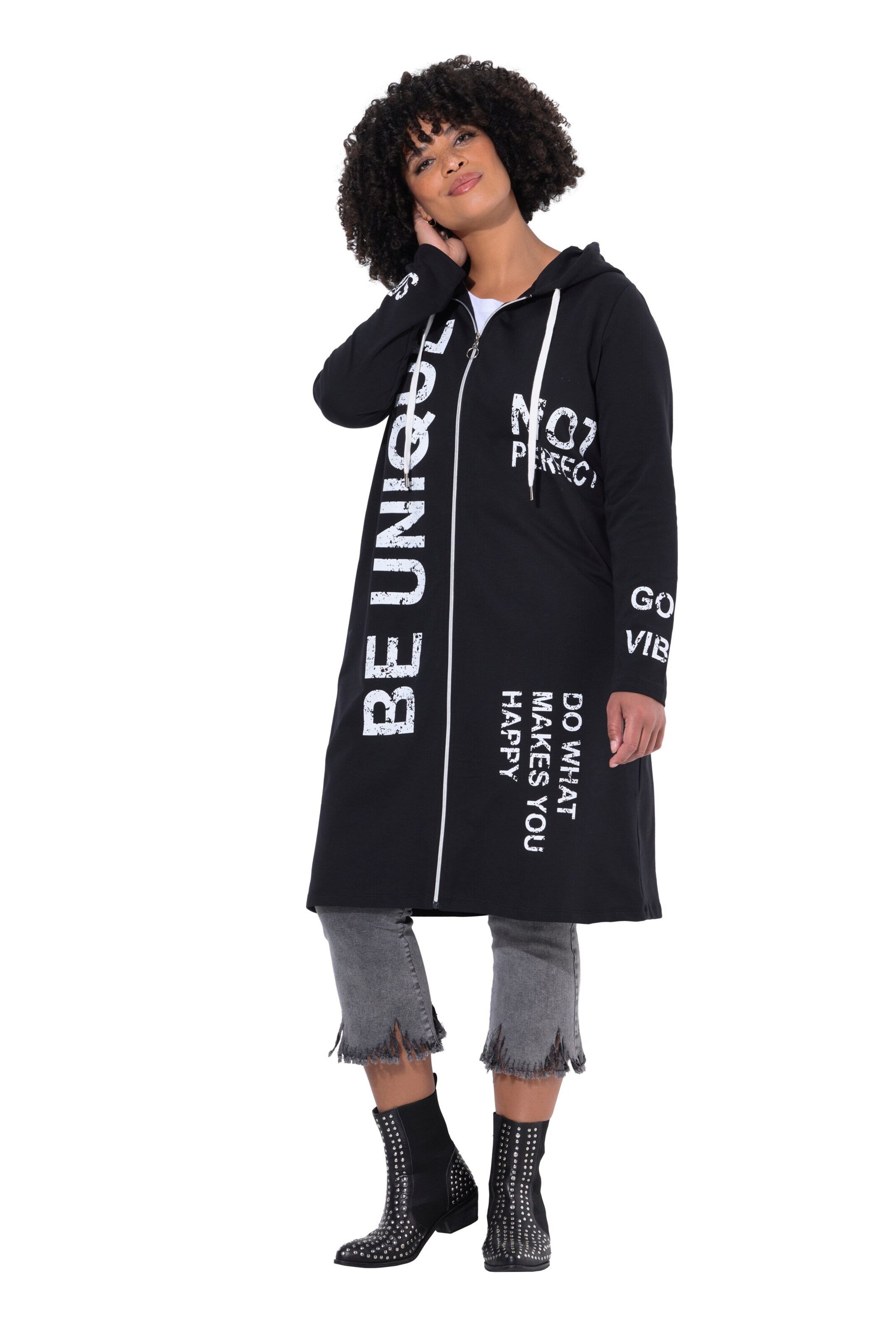 Angel of Style Sweat jacket in Black: front