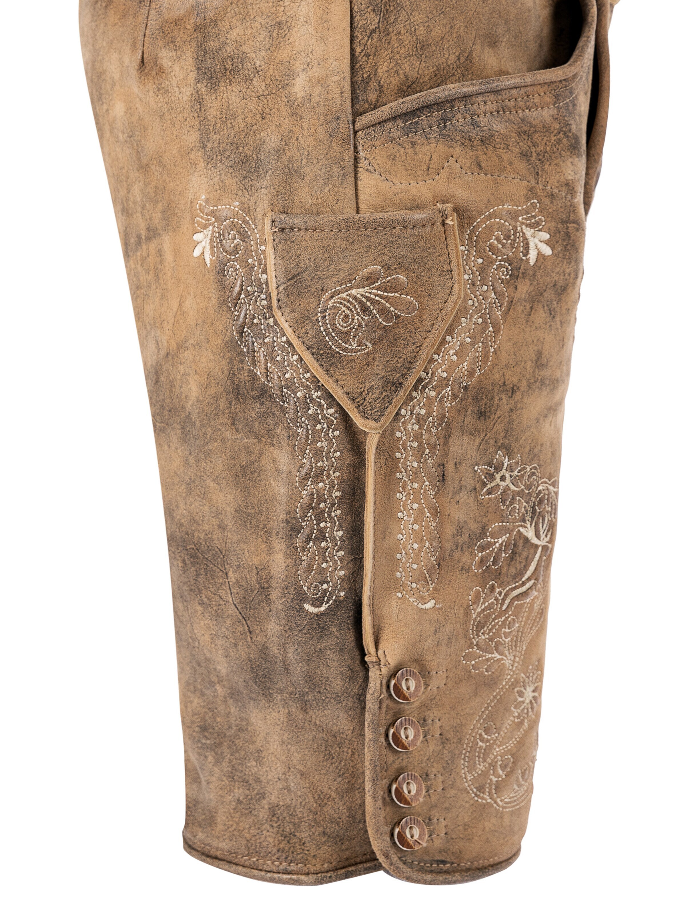 Fuchs Trachtenmoden Skinny Traditional pants 'Trachtenlederhose Herren kurz Hellbraun Echtleder' in Brown