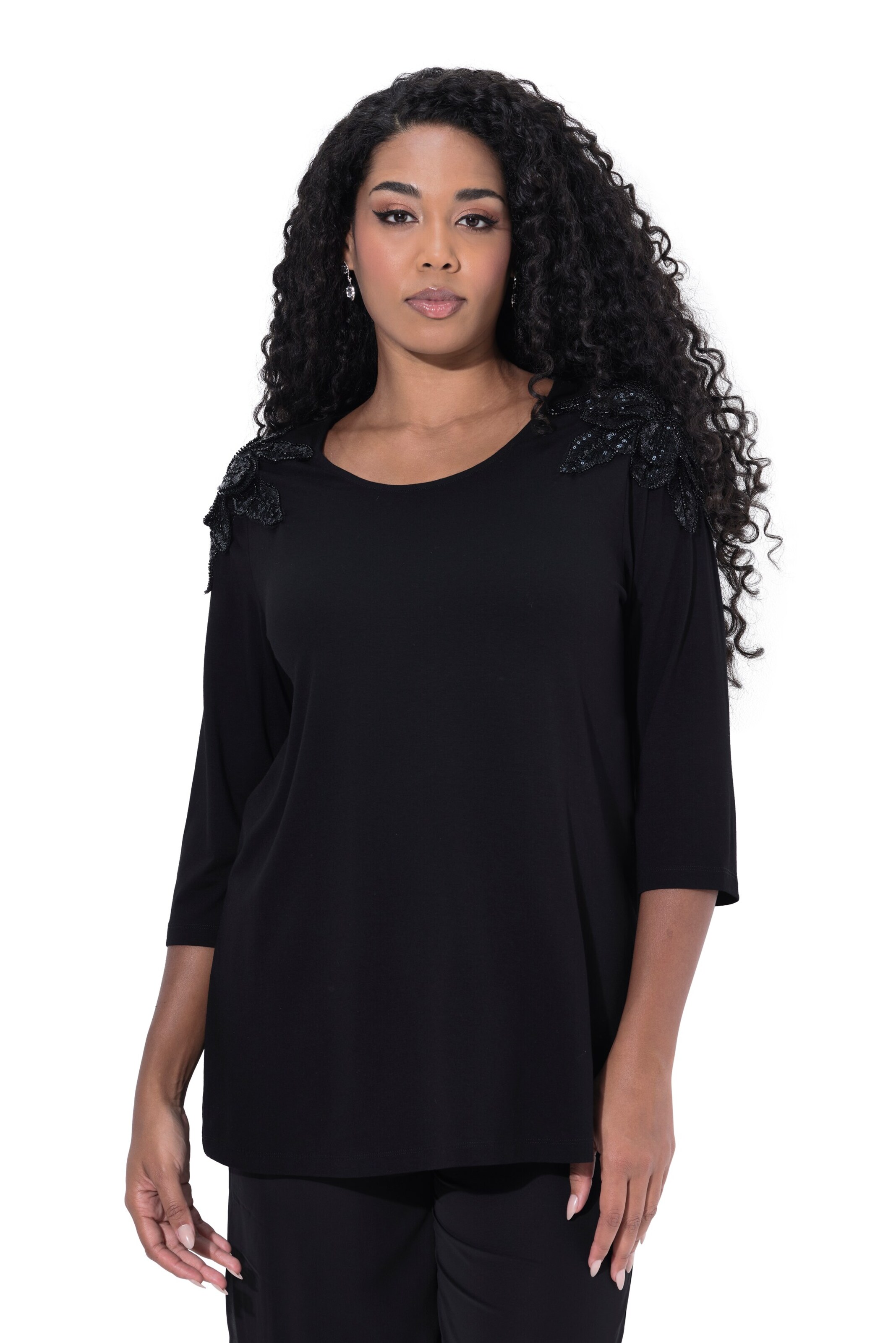 Ulla Popken Shirt in Schwarz: Vorderseite