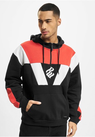 ROCAWEAR Sweatshirt 'Woodpoint' in Zwart: voorkant