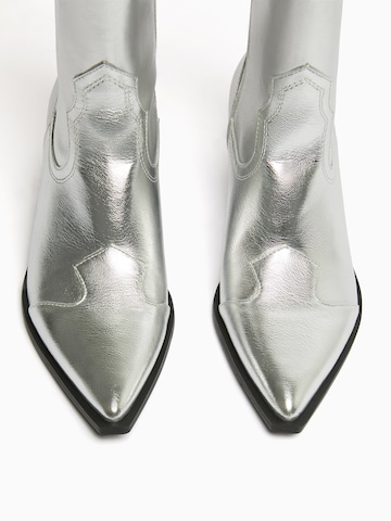 Bershka Ankle Boots in Silver