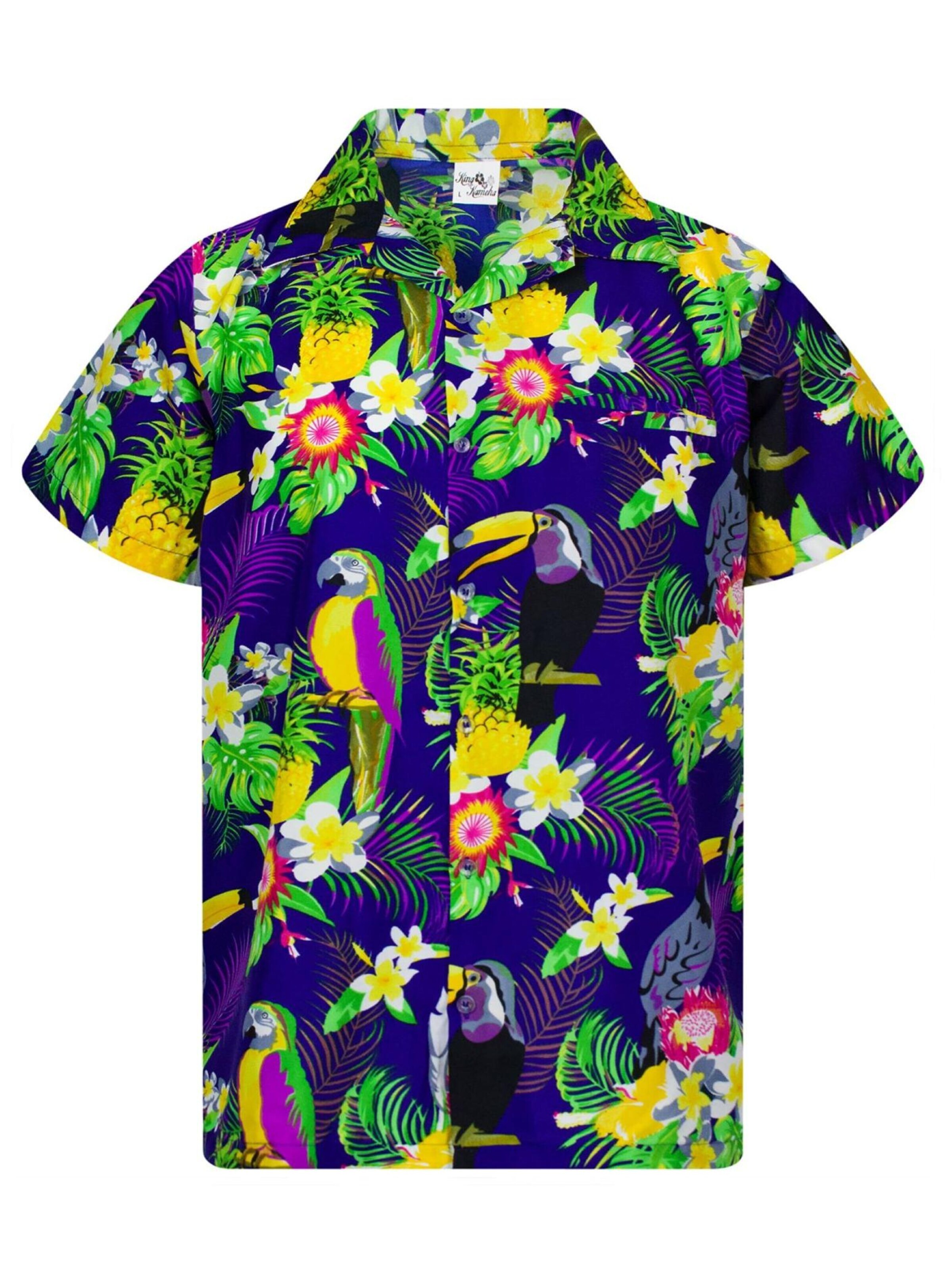 King Kameha Shirt 'Parrot Cockatoo' in Blau: Vorderseite