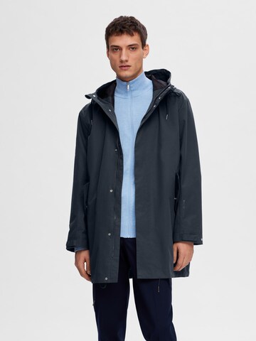 SELECTED HOMME Between-Seasons Parka in Blue: front