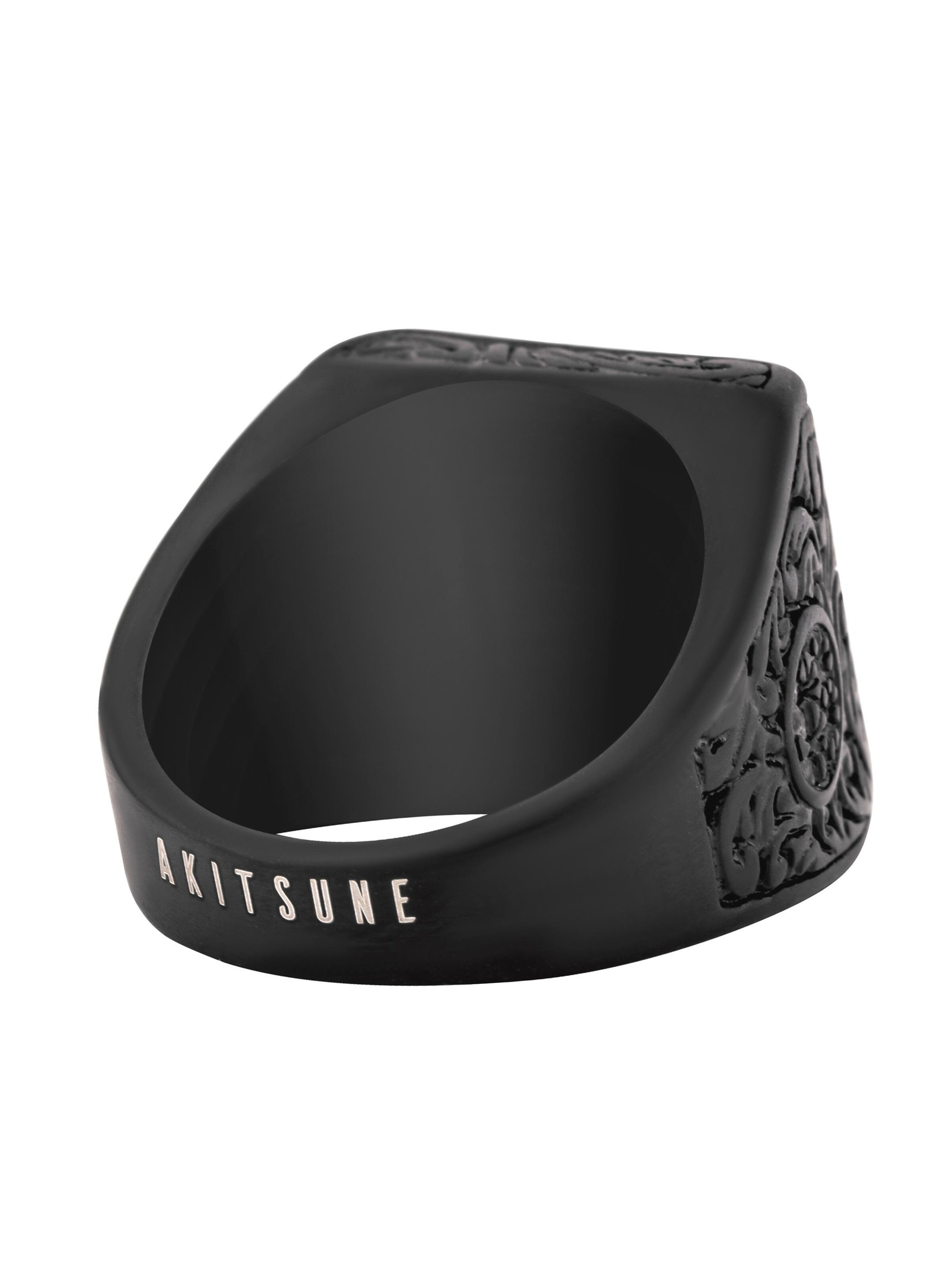 Akitsune Ring 'Floral'‌‌‌‌‌ in Schwarz