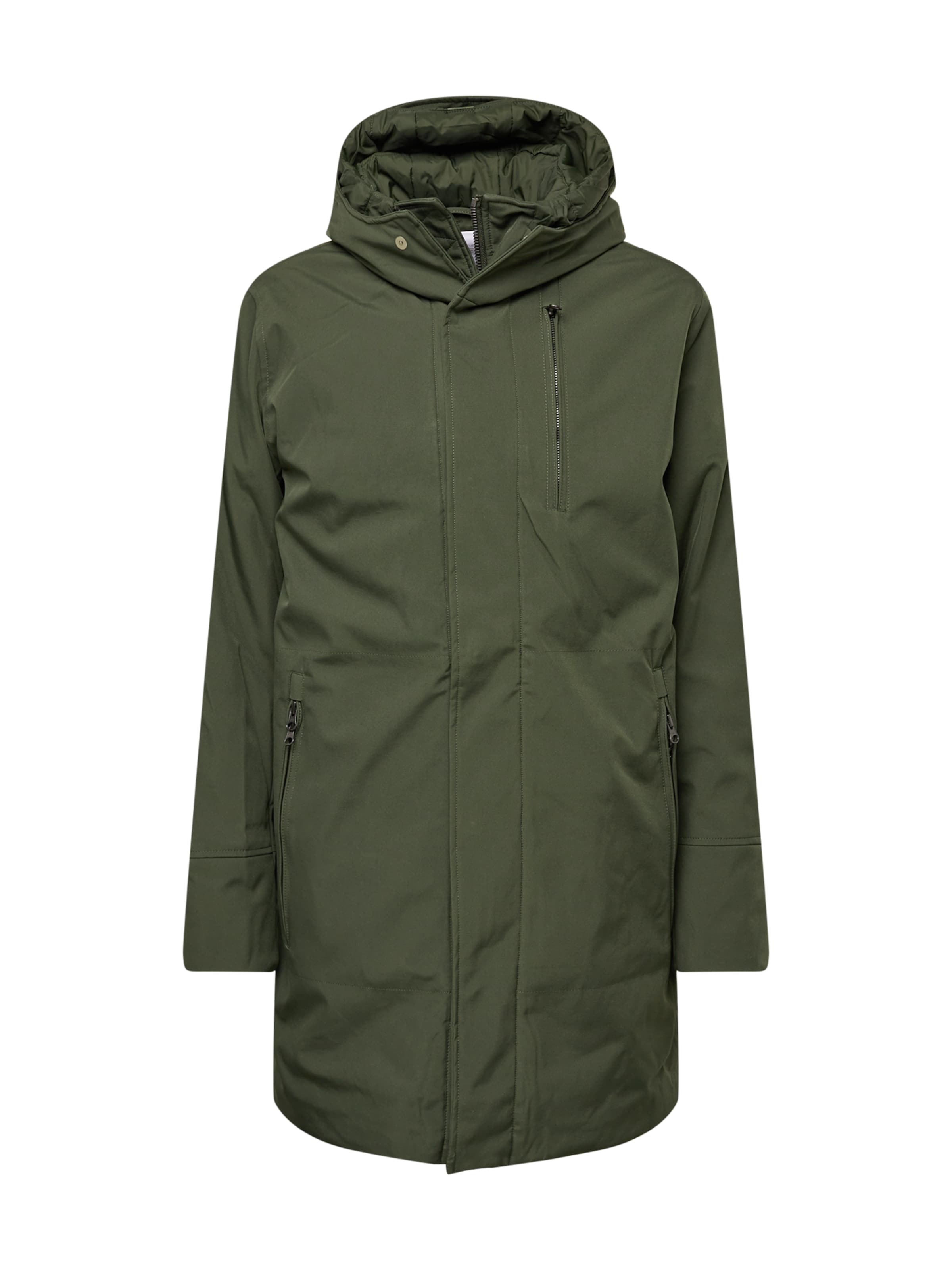 KnowledgeCotton Apparel Winter Parka in Green: front