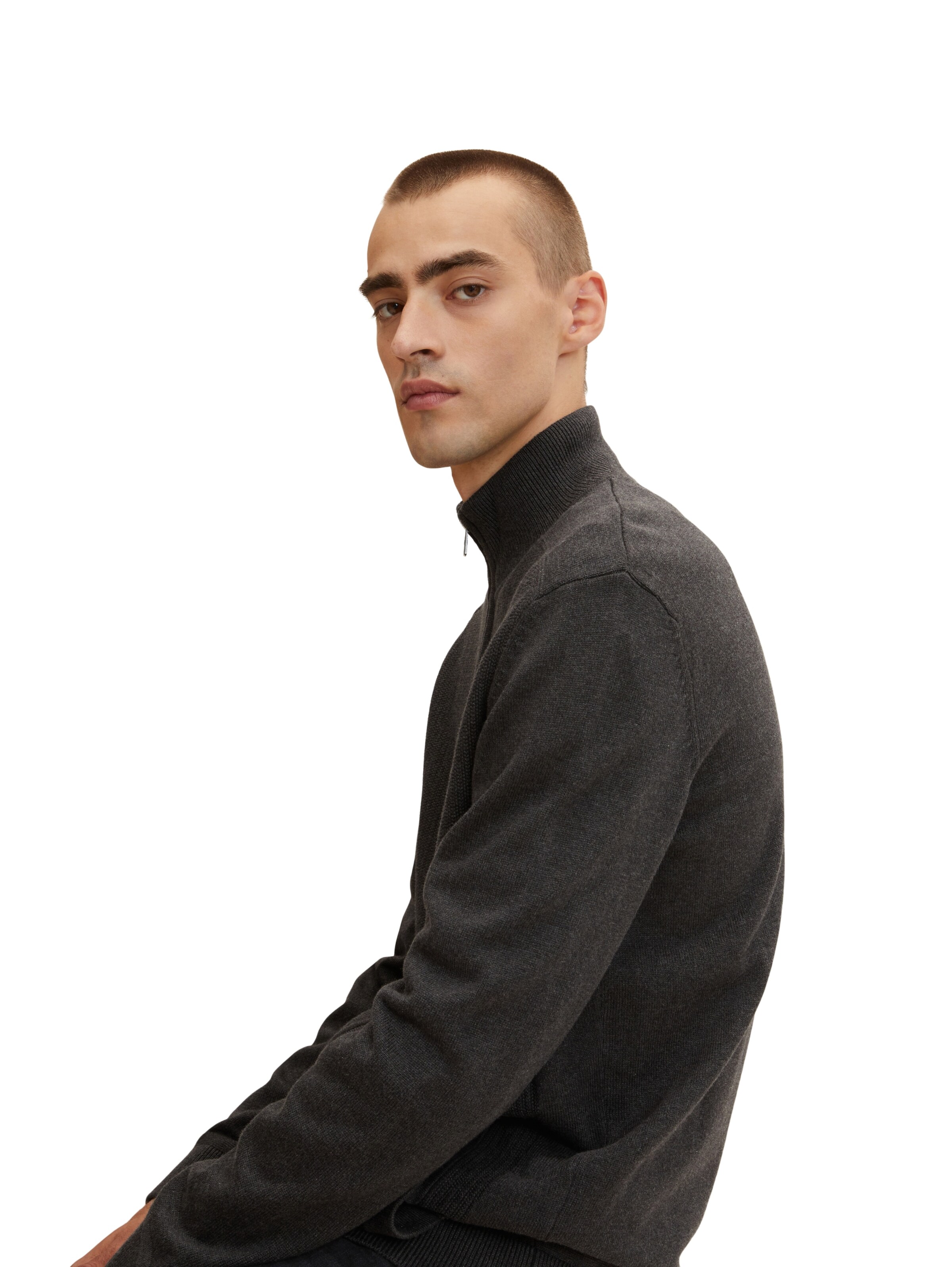 TOM TAILOR Knit cardigan in Grey