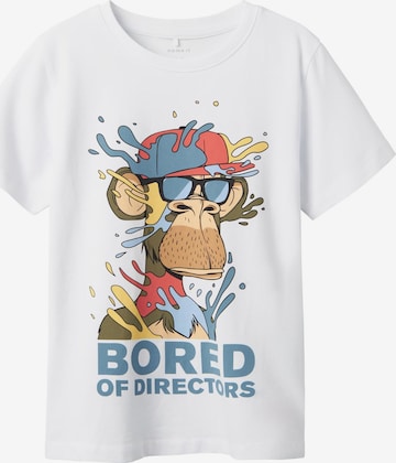 NAME IT Shirt 'Bored Ape' in Wit: voorkant