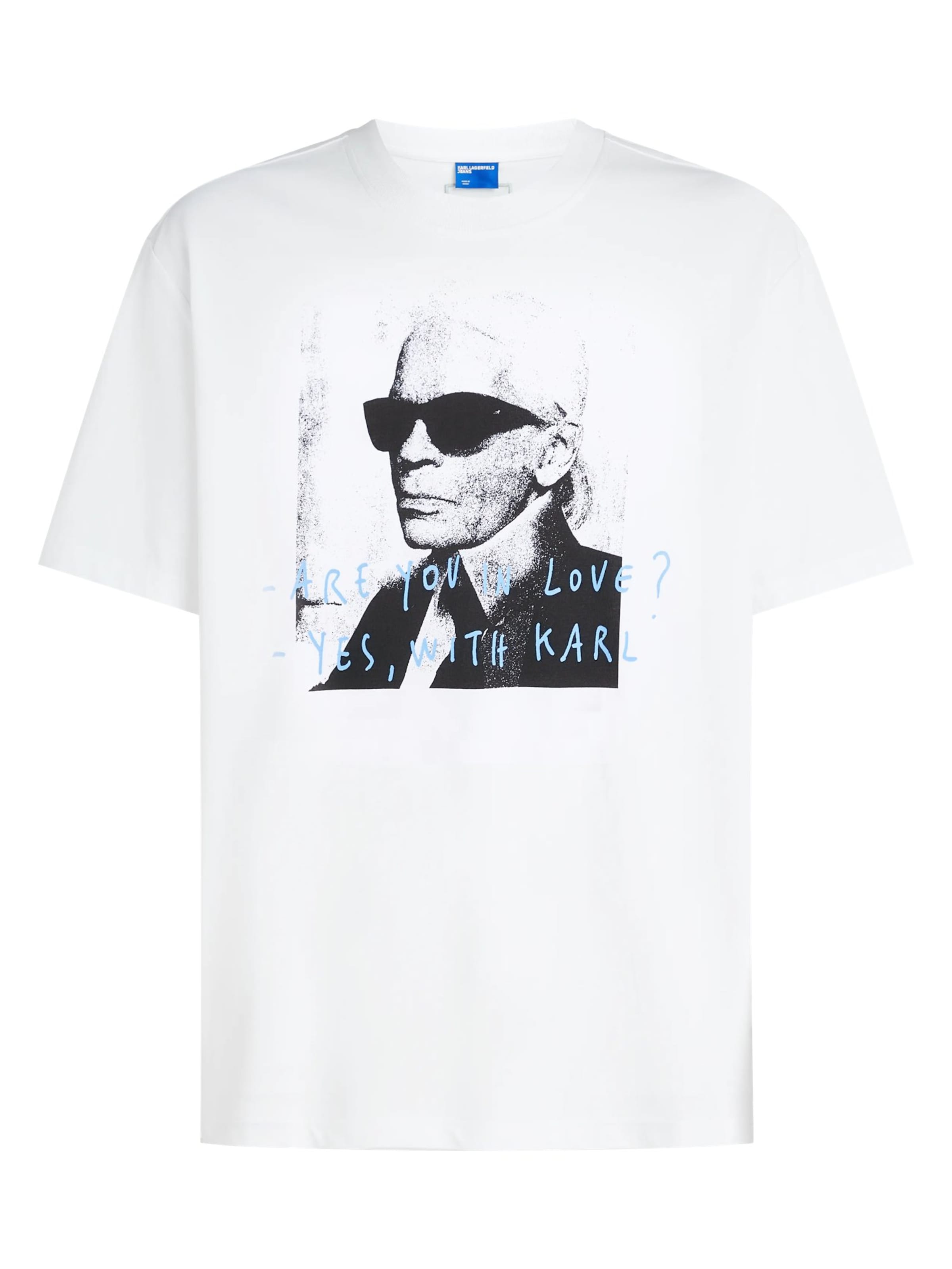 KARL LAGERFELD JEANS Футболка 'KLJ X Pietro Terzini' в размере L в Светло-синий / Черный / Белый, Обзор товара