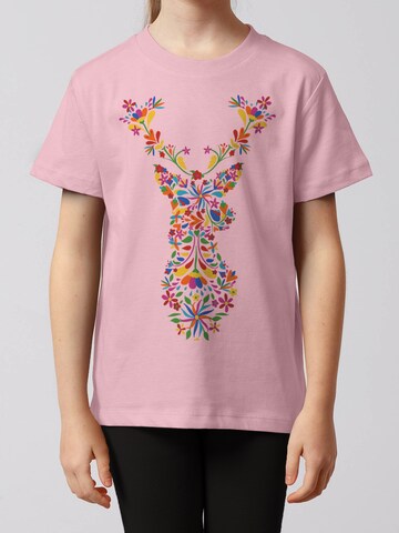 watabout.kids Shirt 'Floral Deer' in Roze