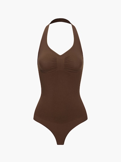 cfab (formerly creamy fabrics) Body modelant 'Neckholder Shapewear mit String' en XS en marron, Vue avec produit
