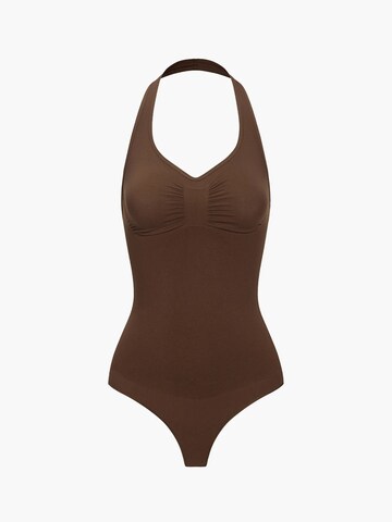 cfab (formerly creamy fabrics) - Body moldeador 'Neckholder Shapewear mit String' en marrón: frente