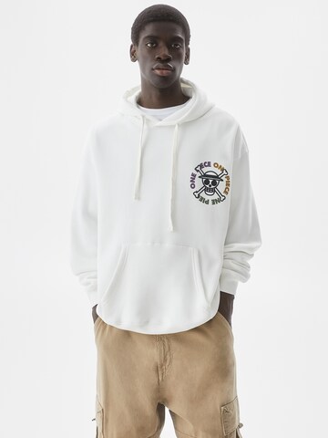 Sweat-shirt Pull&Bear en blanc : devant