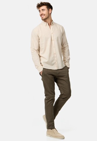 INDICODE JEANS Regular fit Button Up Shirt 'Theon' in Beige