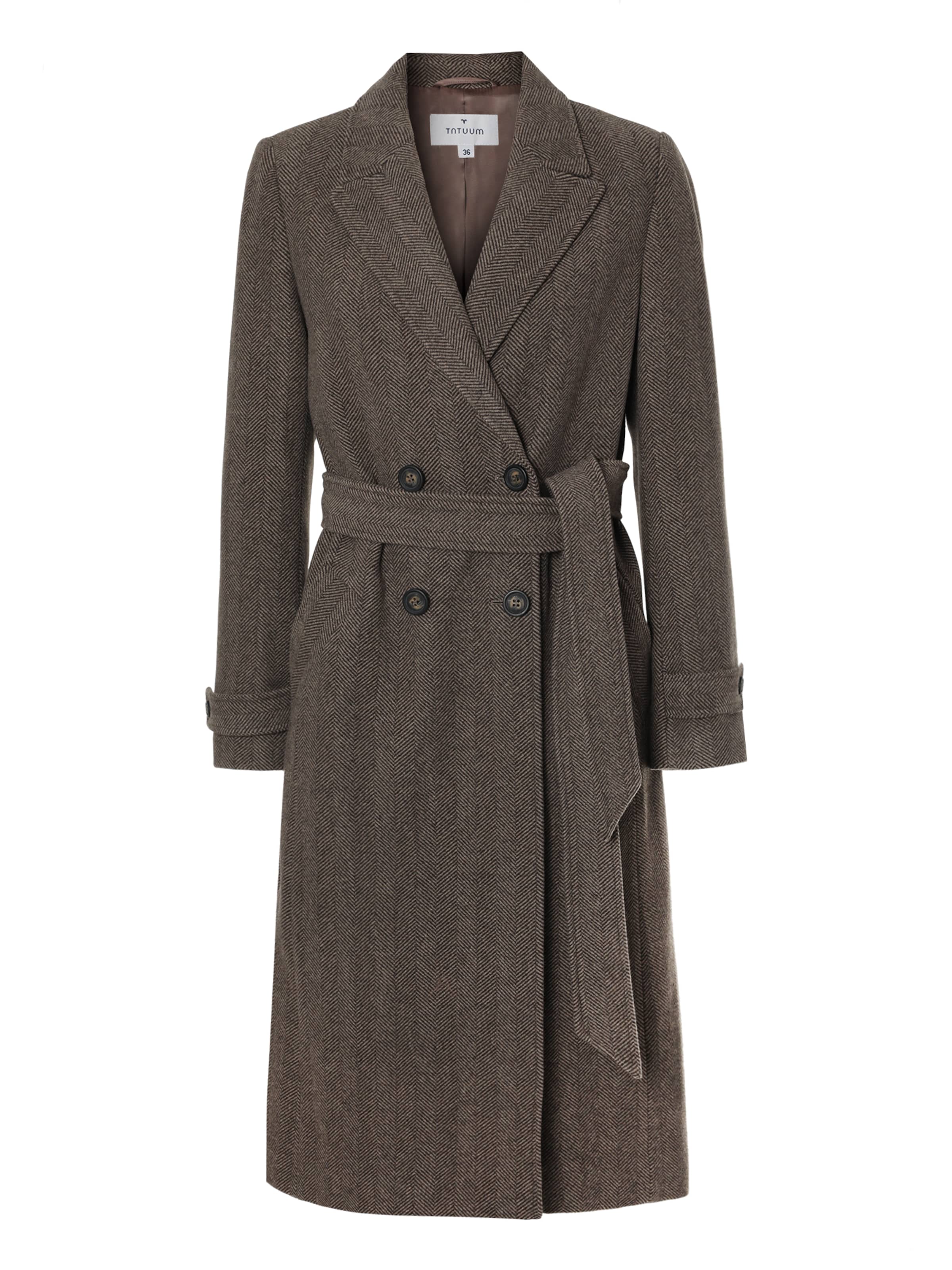 TATUUM Ανοιξιάτικο και φθινοπωρινό παλτό 'TEA 1' σε καφέ: μπροστά
